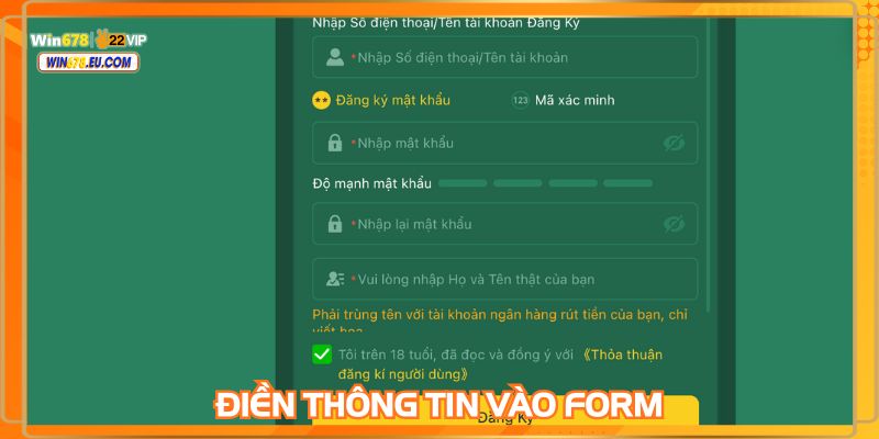 Hội viên điền thông tin chính xác vào form